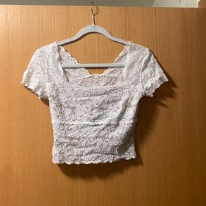 White lace crop top
